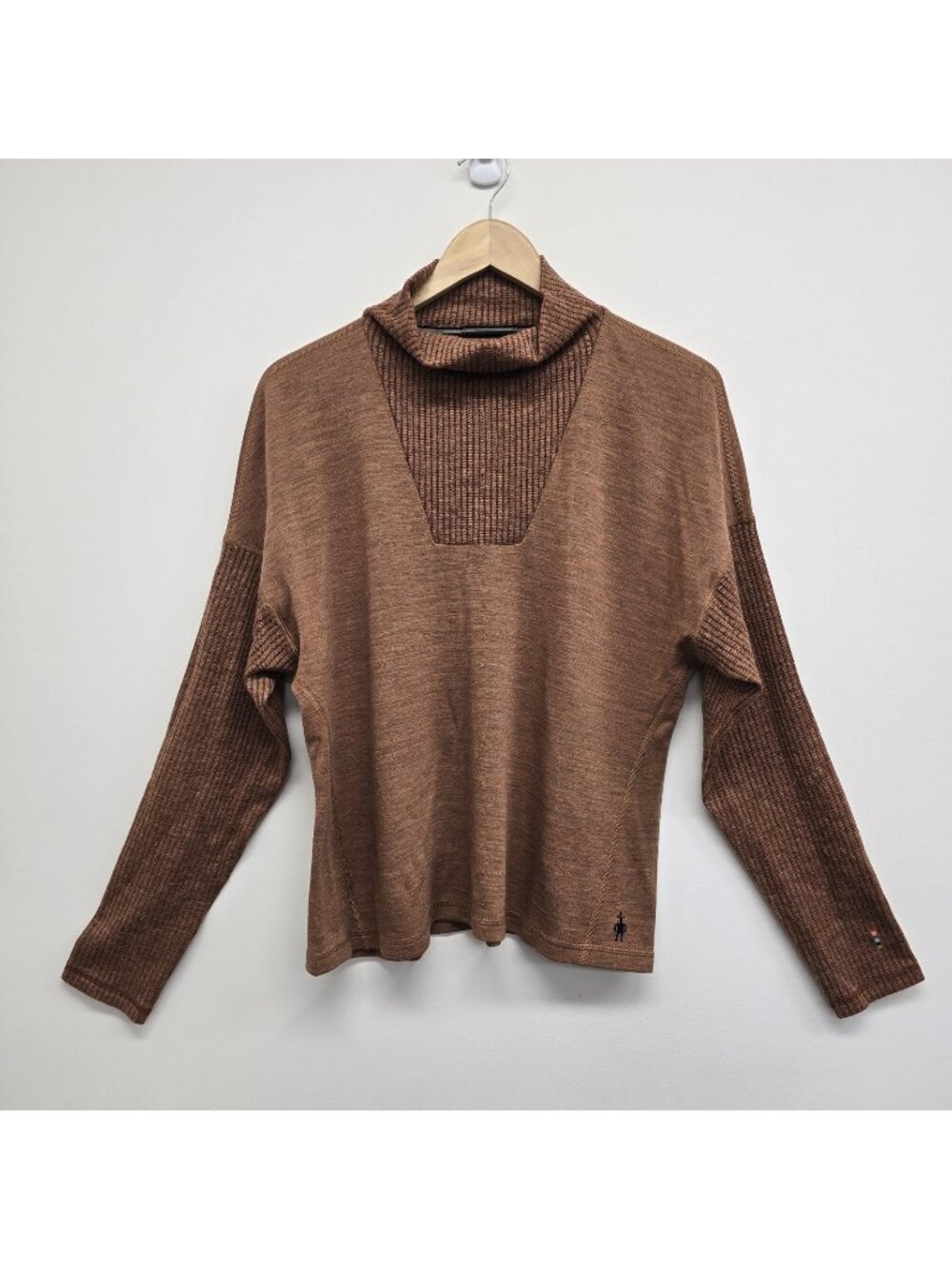Smartwool Thermal Merino Rib Top Size Large 100% Merino Wool Pecan Brown Mocha